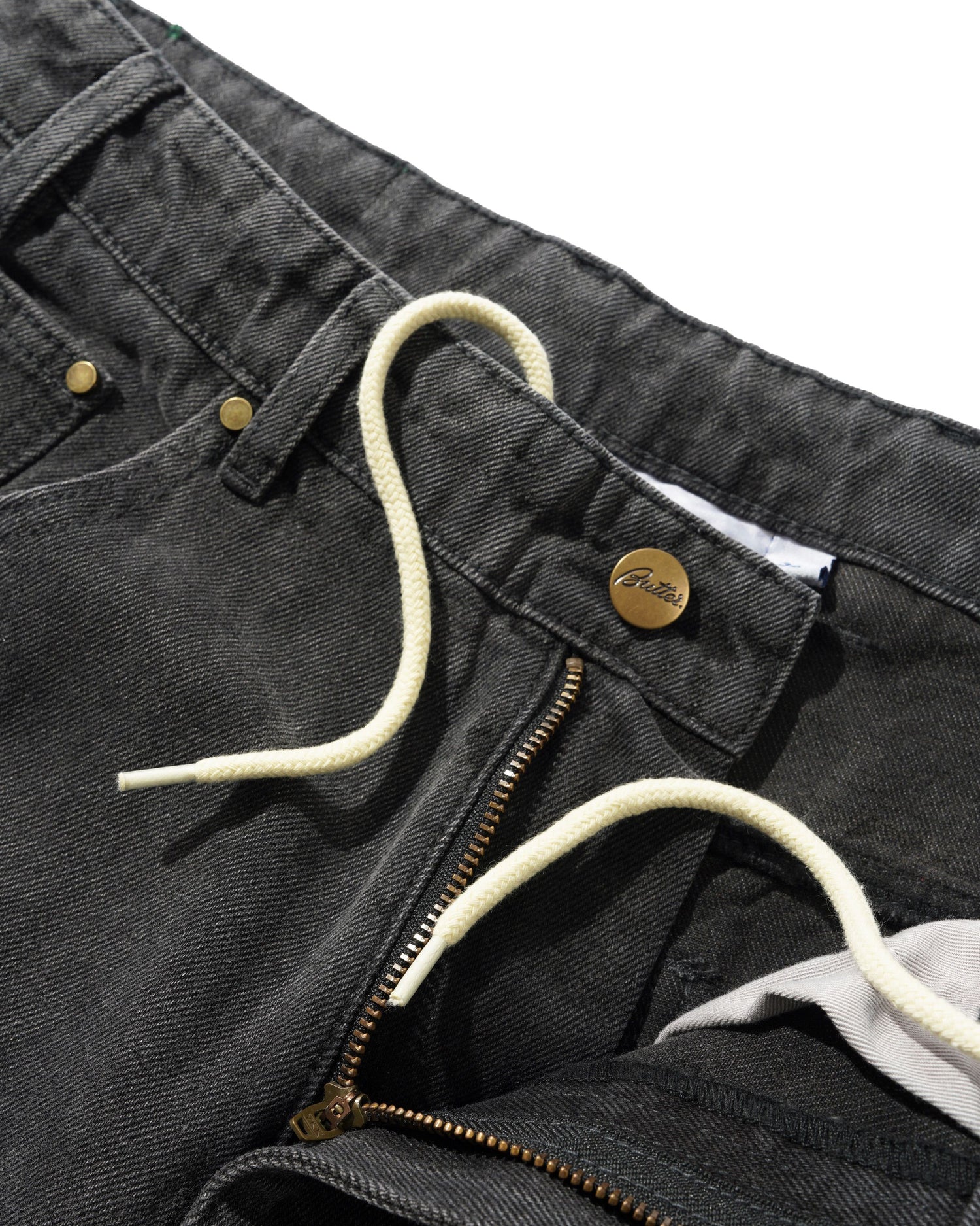 Wide Cut Denim Jeans, Rinsed Black