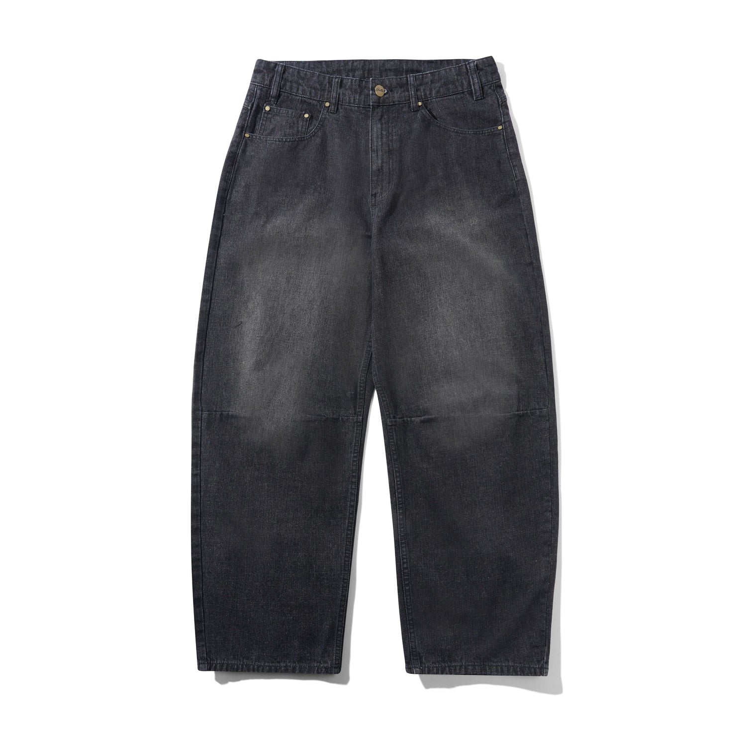Wide Cut Denim Jeans, Streaky Black Wash