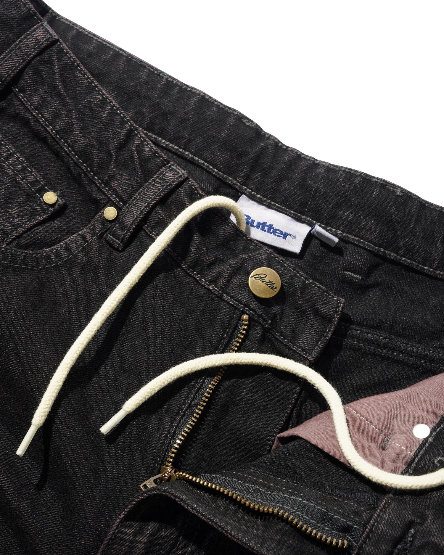 Wide Cut Denim Jeans, Tinted Black