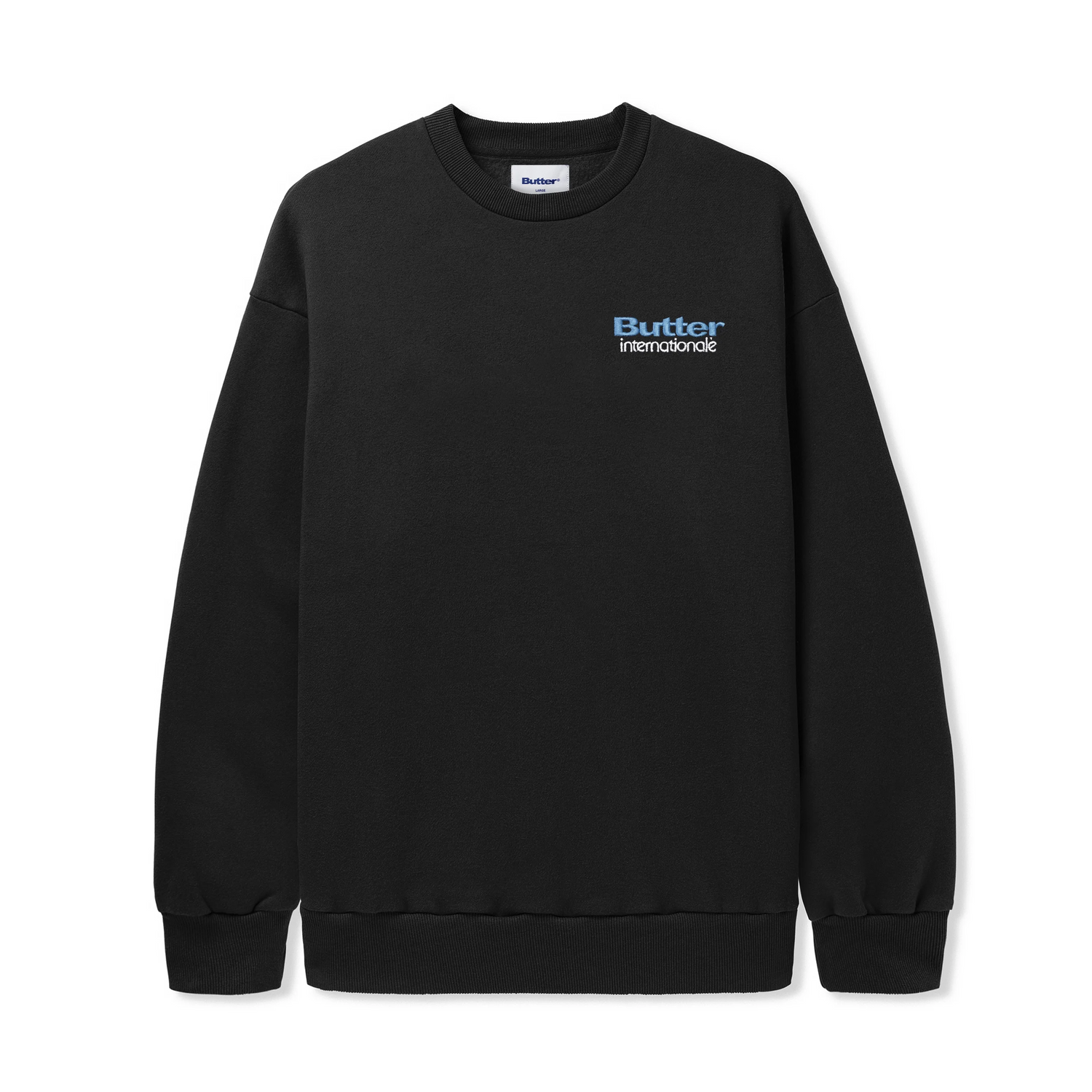 Internationale Embroidered Crewneck, Black