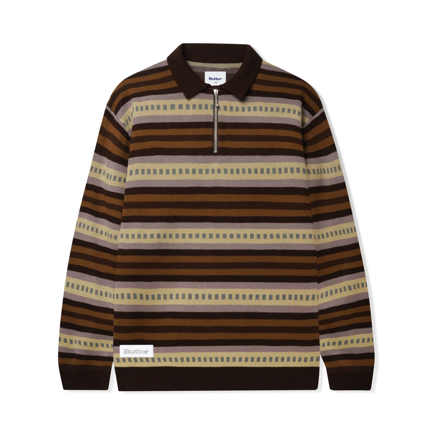 Linear Knitted Polo, Chestnut