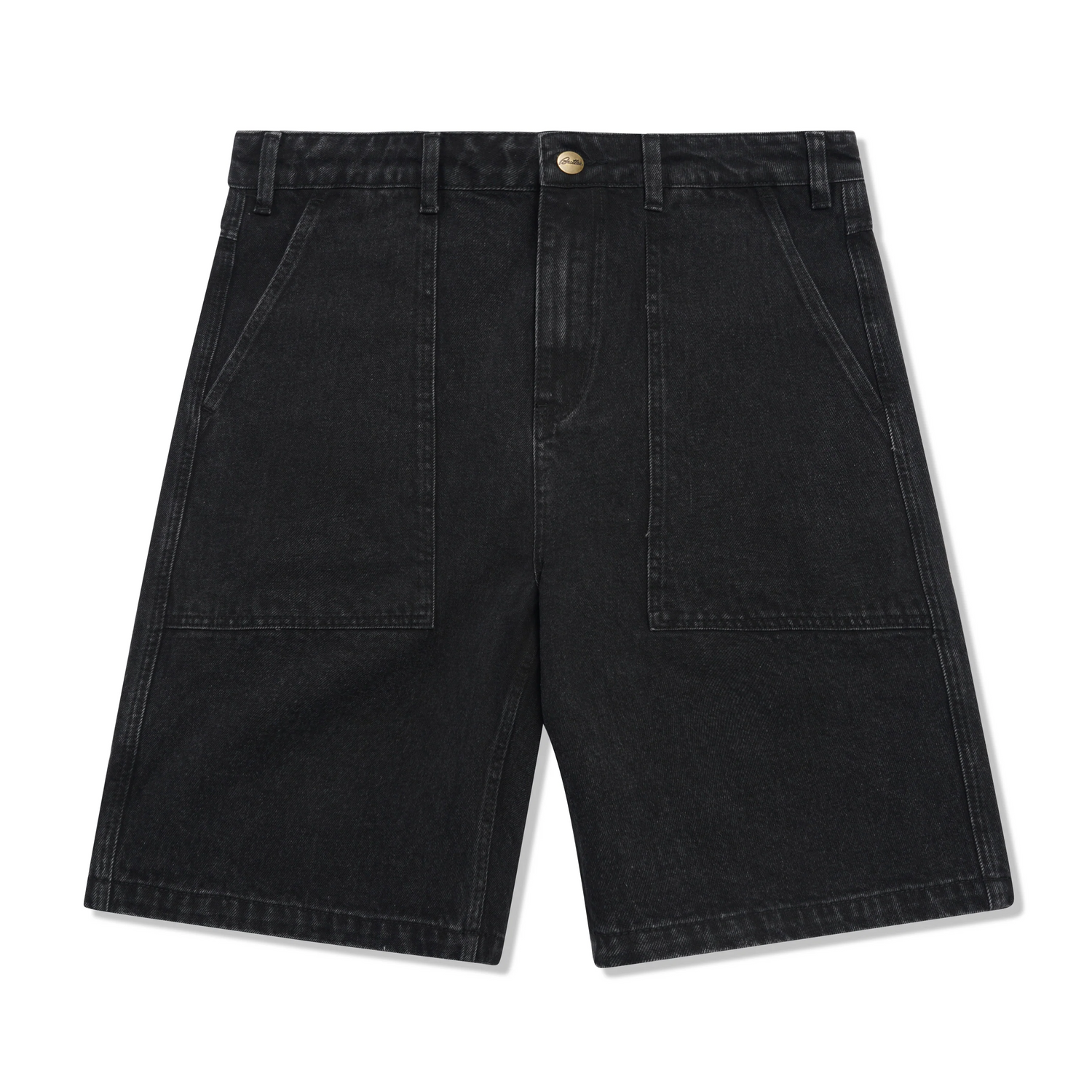 Patch Pocket Denim Shorts, Washed Black