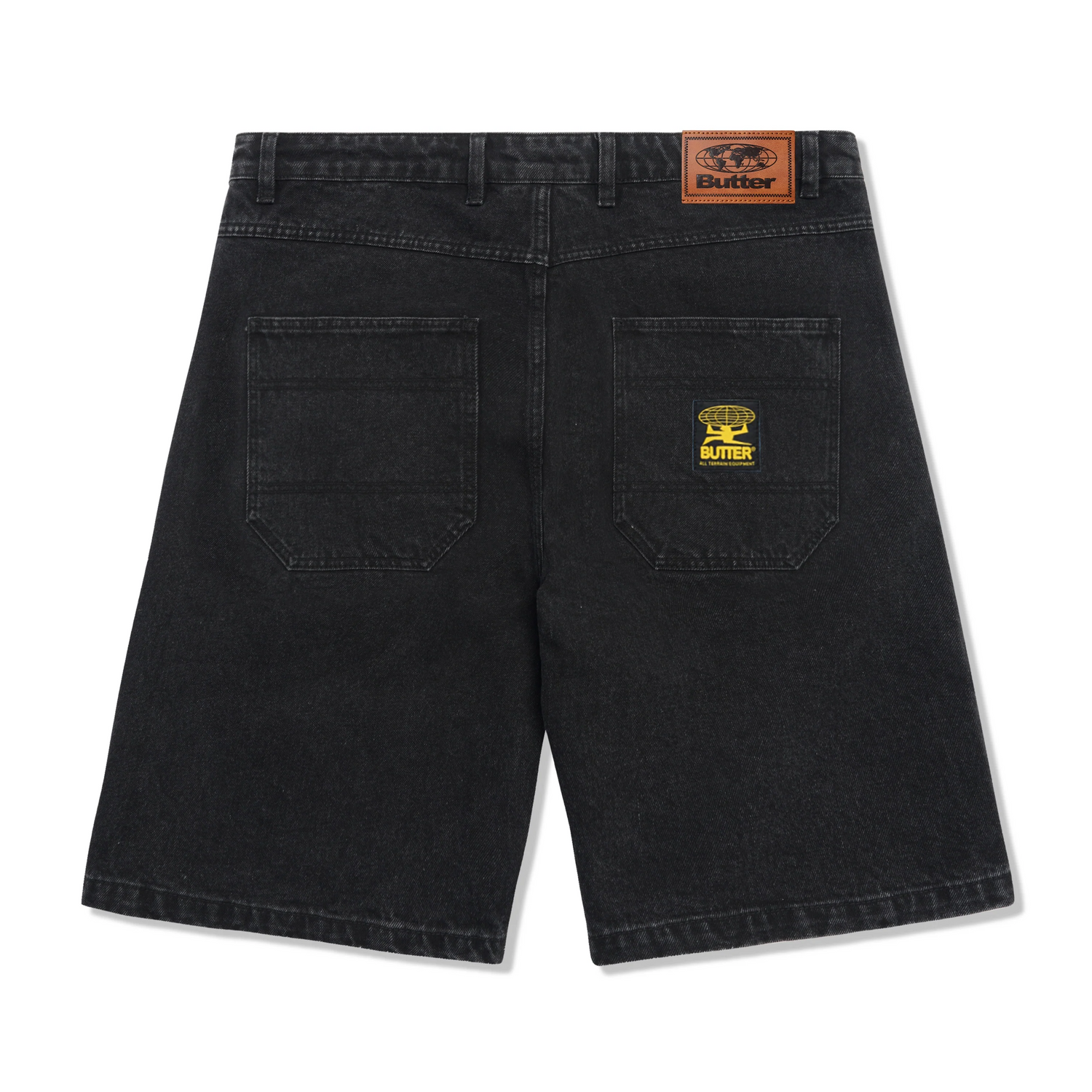 Patch Pocket Denim Shorts, Washed Black