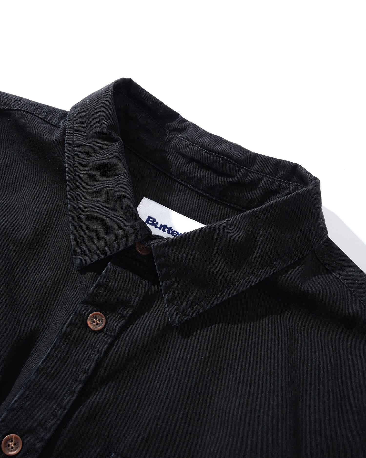 Washed Pocket L/S Shirt, Black