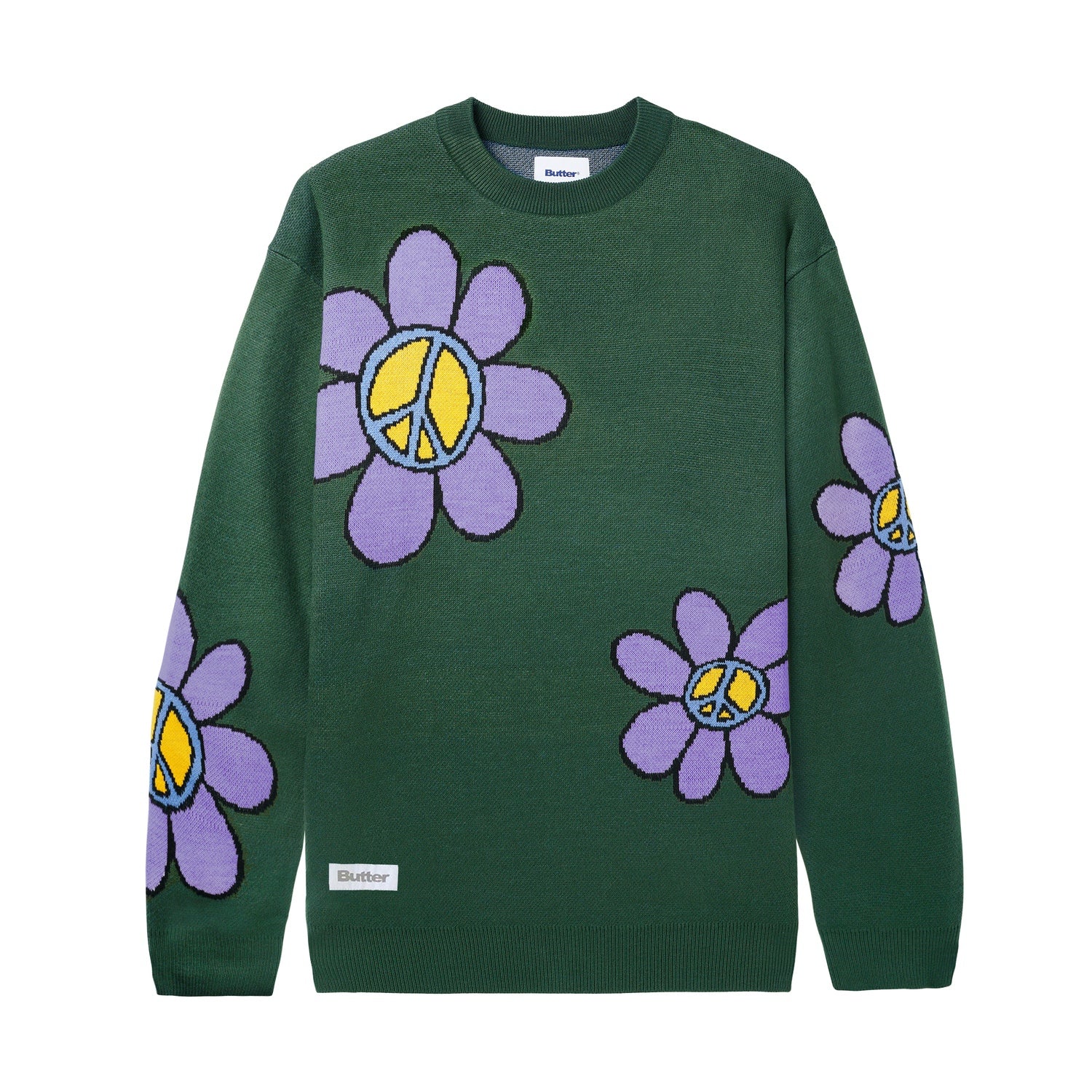 Flowers Knitted Sweater, Sage