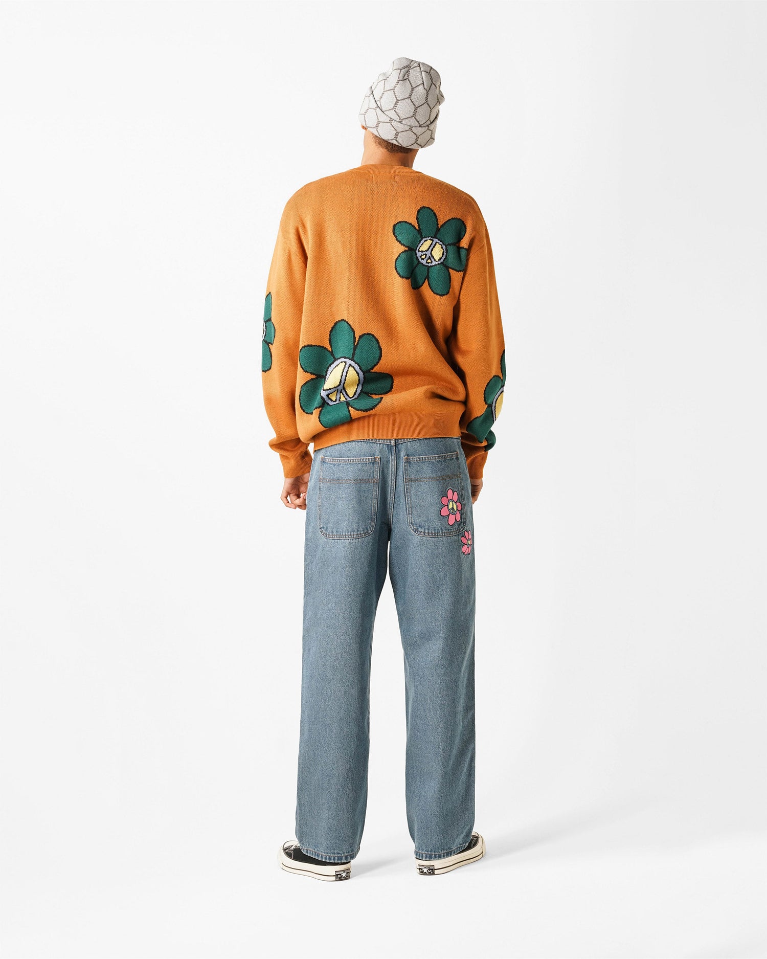 Flowers Knitted Sweater, Sage