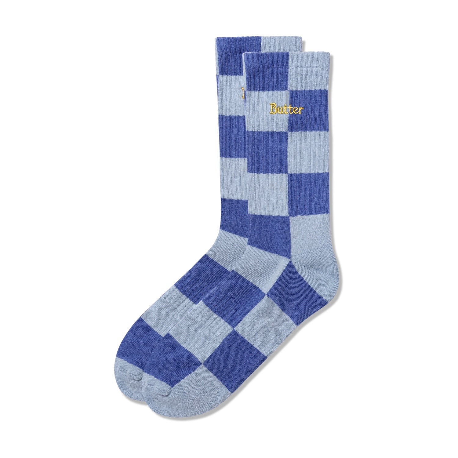 Checkered Socks, Powder Blue / Slate