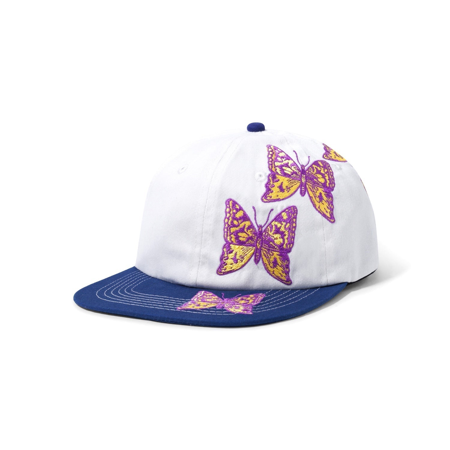 Butterfly 6 Panel Cap, White / Blue