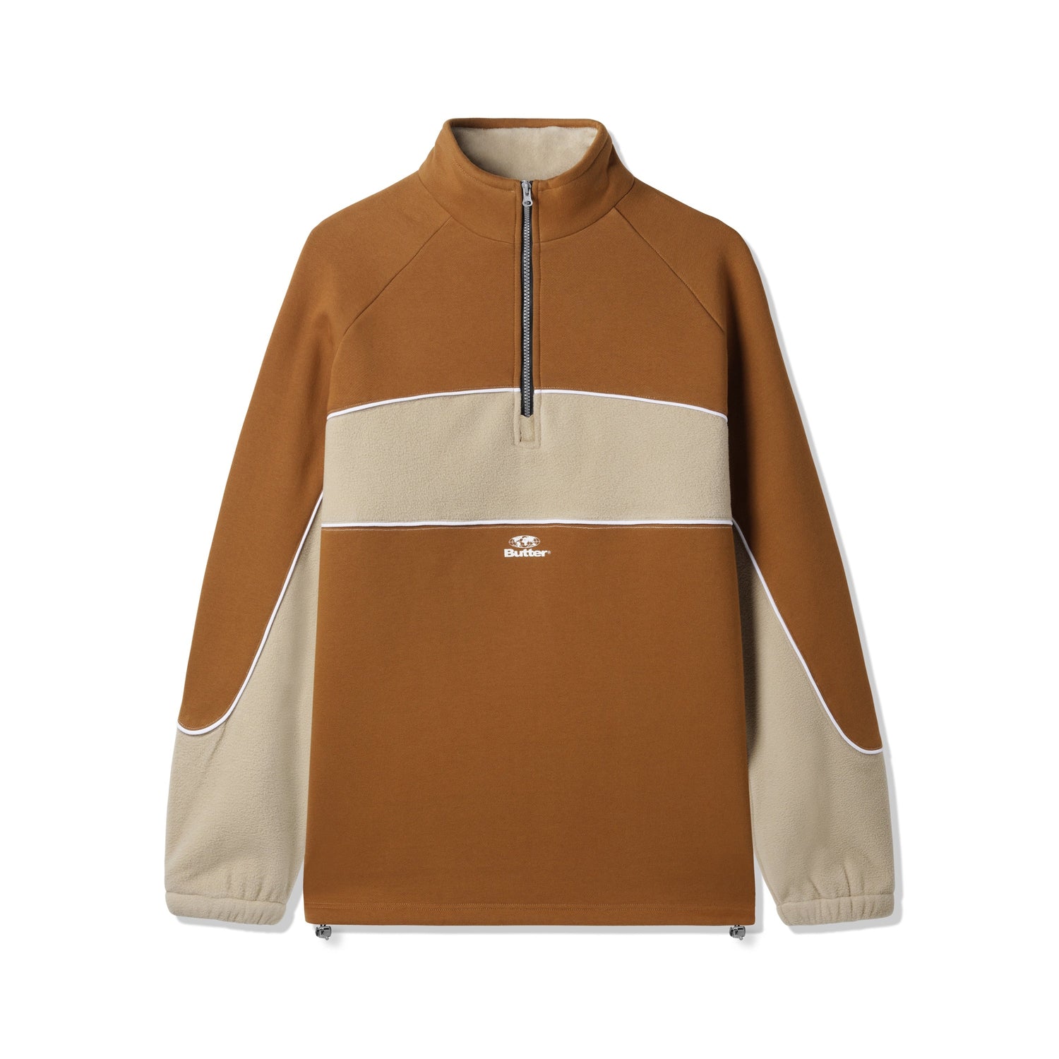 Fleece Panel 1/4 Zip Pullover, Brown