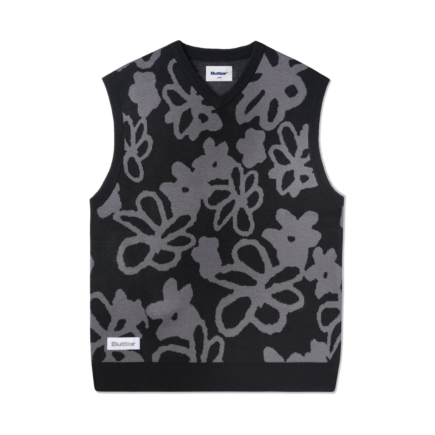 Flowers Knit Vest, Black