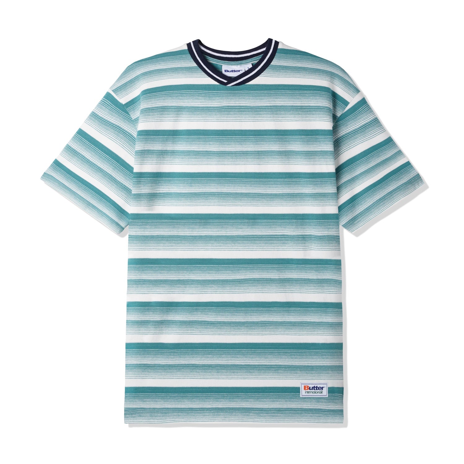 Internationale Striped Tee, White / Teal