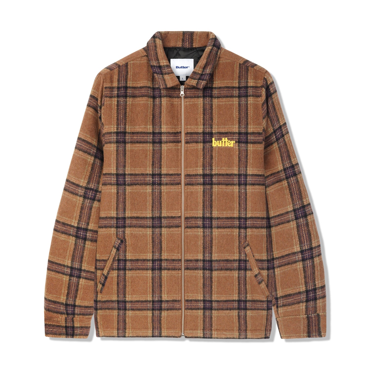 Plaid Flannel Insulated Overshirt, Brown