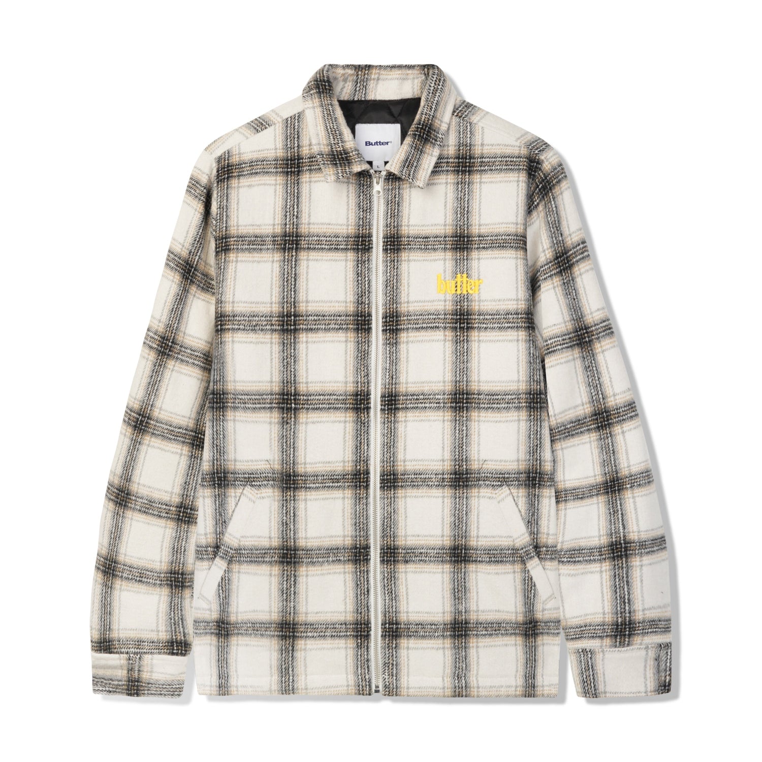 Plaid Flannel Insulated Overshirt, White