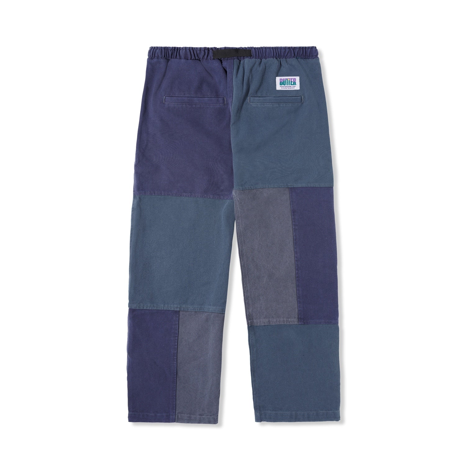 Washed Canvas Patchwork Pants, Washed Navy